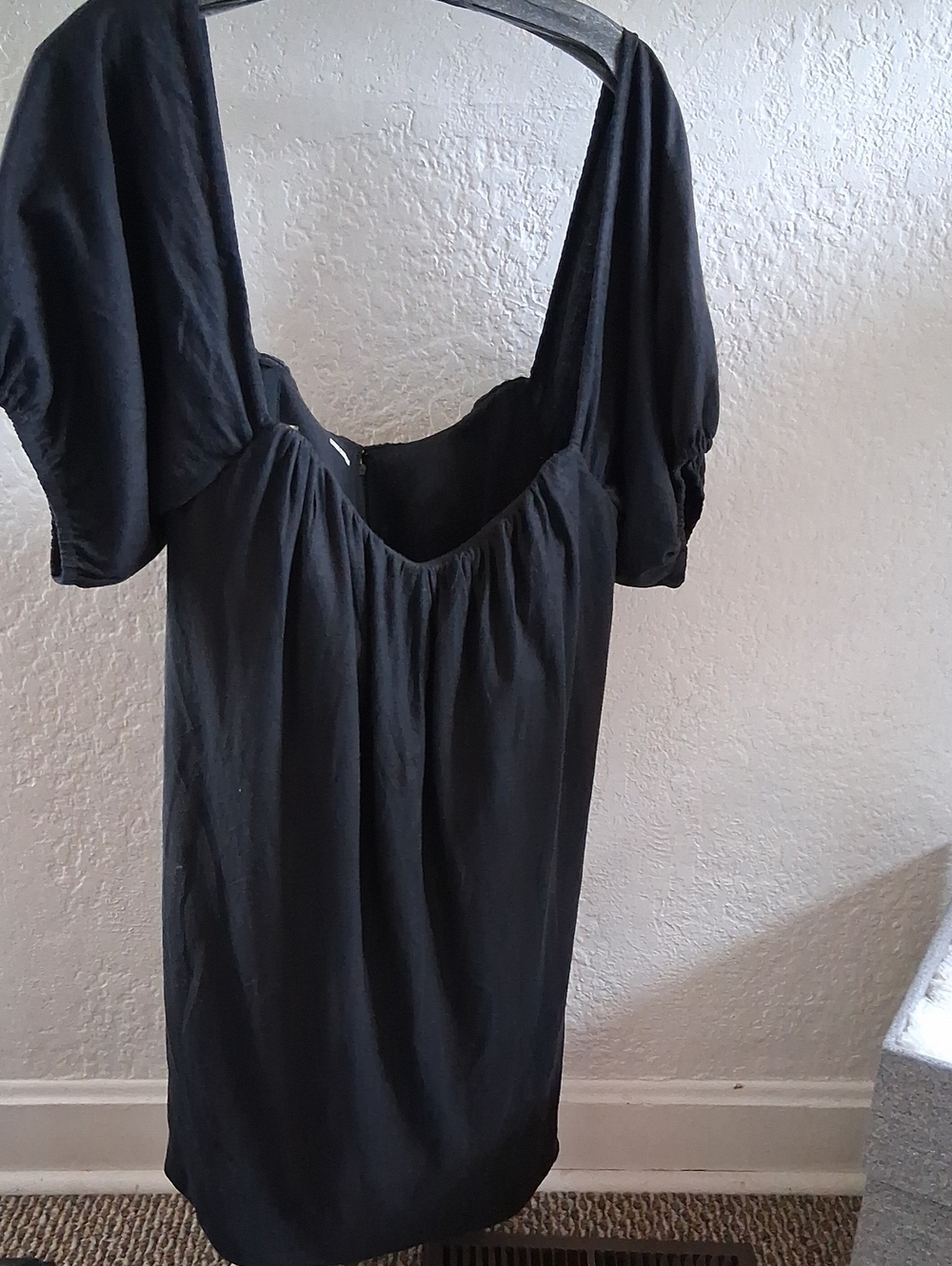 Black Puff Sleeve Square Neck Dress - Women's Tunic